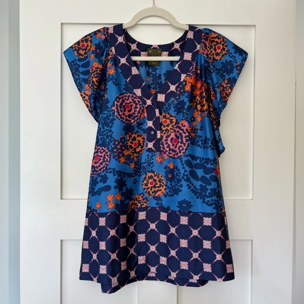 Anthropologie Fei Vibrant Floral Blouse Sz XS - Picture 1 of 7